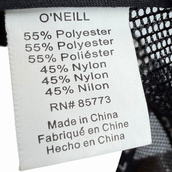 O’Neill Trucker Hat Snapback Black Mesh Palm Tree Blue Tile Surf Cap Adjustable - Picture 6 of 8